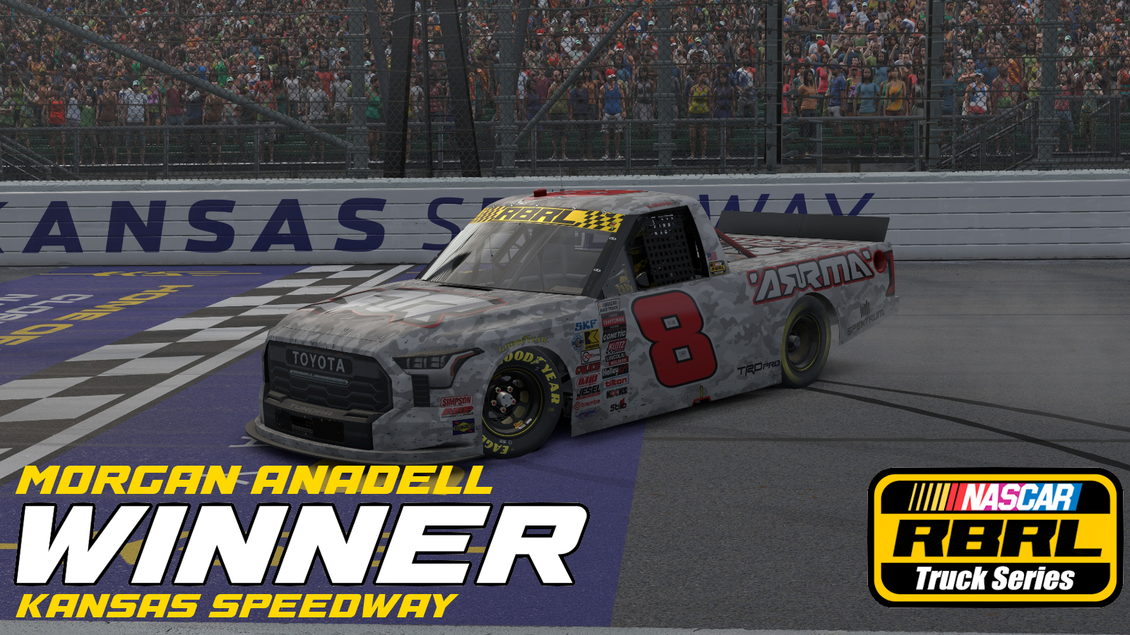 Morgan Anadell in victory lane at Kansas